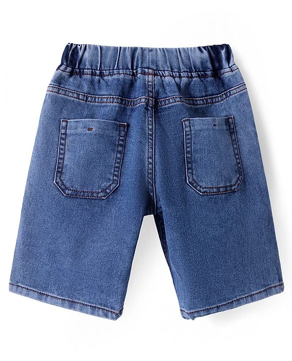 Pine Kids Woven Knee Length Solid Colour Shorts - Blue
