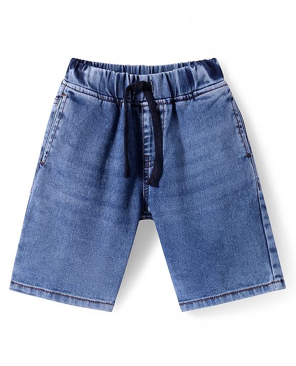 Pine Kids Woven Knee Length Solid Colour Shorts - Navy Blue