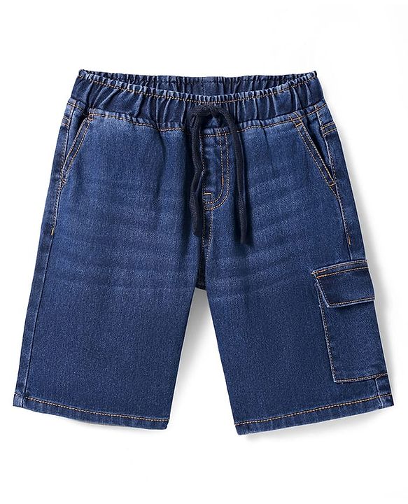 Pine Kids Woven Knee Length Solid Shorts - Navy Blue
