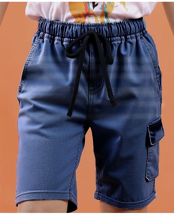 Pine Kids Woven Knee Length Solid Shorts - Navy Blue