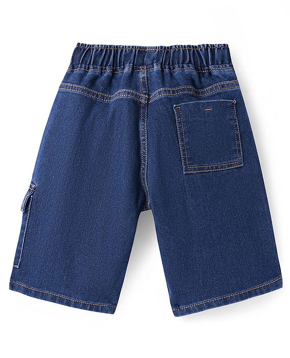 Pine Kids Woven Knee Length Solid Shorts - Navy Blue