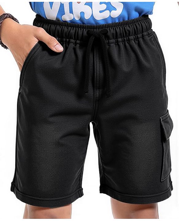 Pine Kids Woven Knee Length Solid Shorts - Navy Blue
