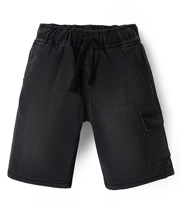 Pine Kids Woven Knee Length Solid Shorts - Navy Blue