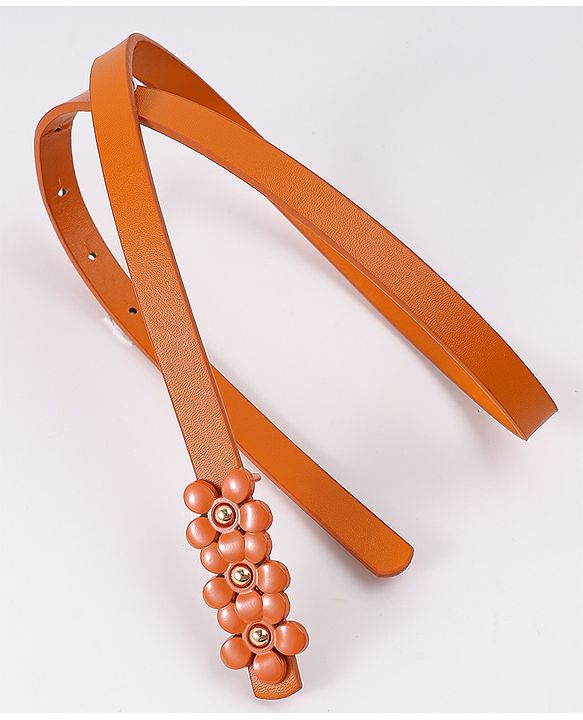 Pine Kids Belt with Floral Applique - Brown