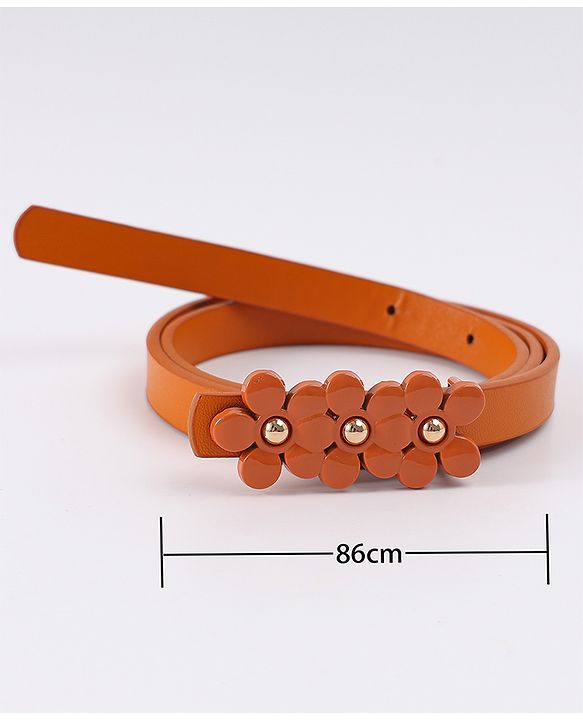 Pine Kids Belt with Floral Applique - Brown