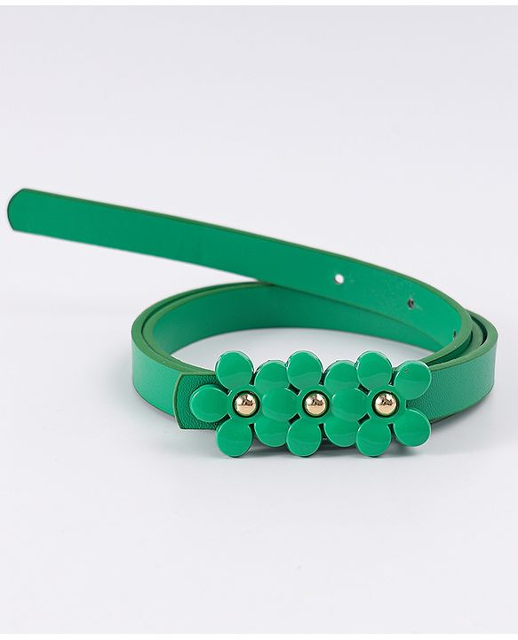 Pine Kids Belt with Floral Applique - Green