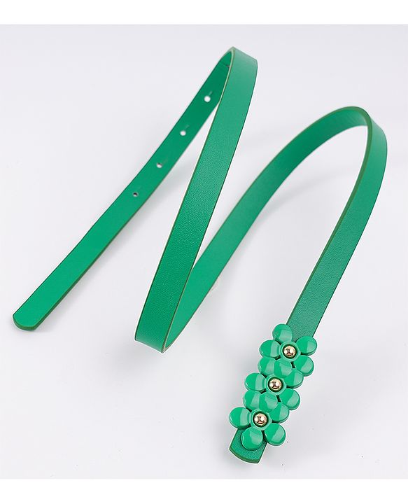 Pine Kids Belt with Floral Applique - Green