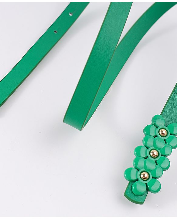 Pine Kids Belt with Floral Applique - Green