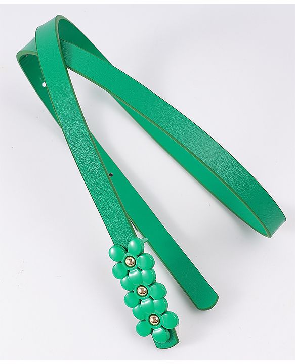 Pine Kids Belt with Floral Applique - Green