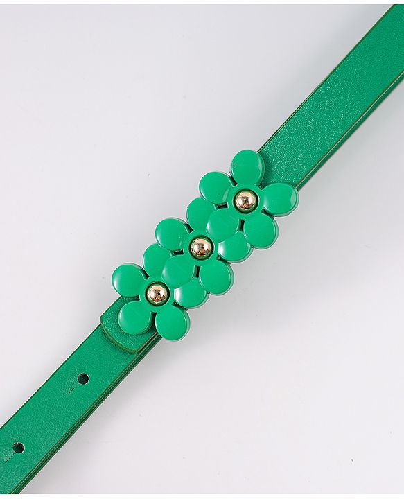 Pine Kids Belt with Floral Applique - Green