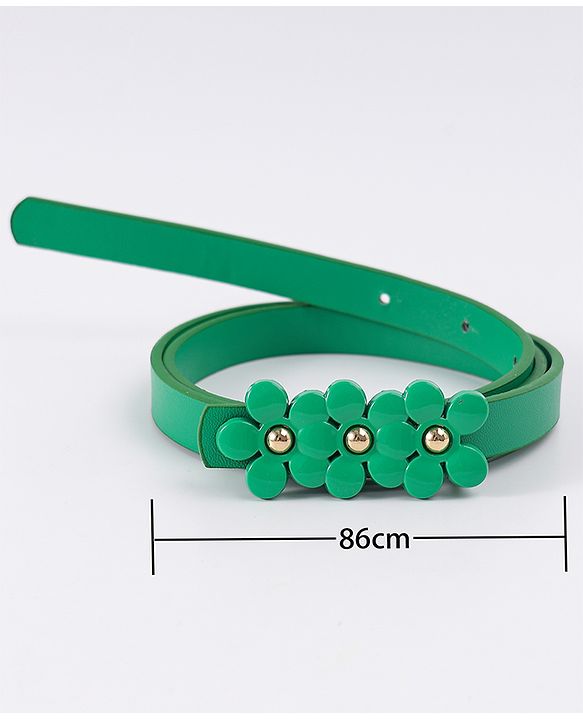 Pine Kids Belt with Floral Applique - Green