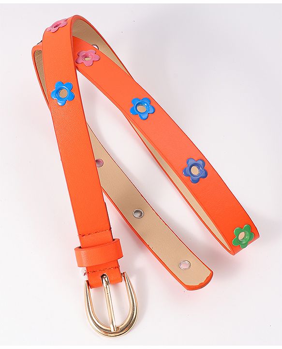 Babyhug Belt with Floral Applique - Orange