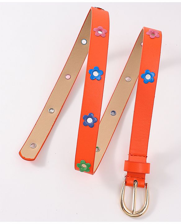Babyhug Belt with Floral Applique - Orange