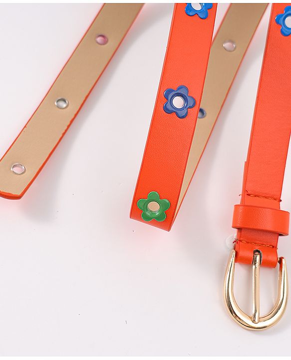 Babyhug Belt with Floral Applique - Orange