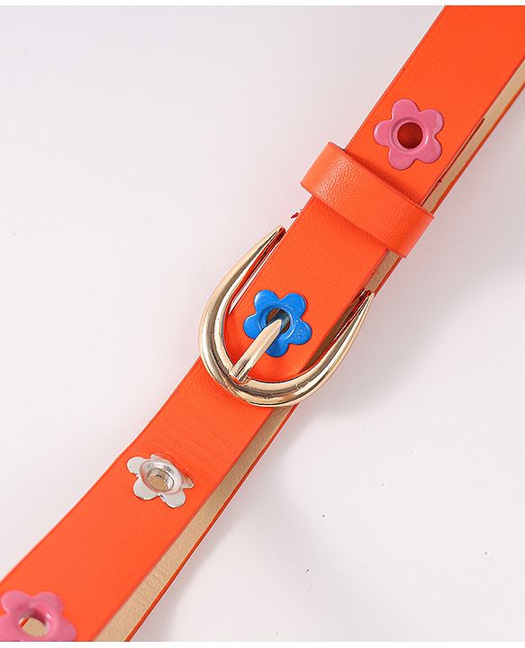 Babyhug Belt with Floral Applique - Orange