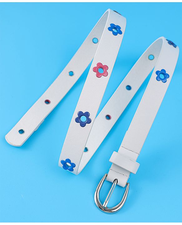 Babyhug Belt with Floral Applique - White