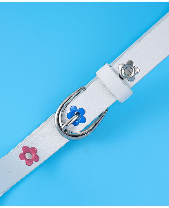 Babyhug Belt with Floral Applique - White