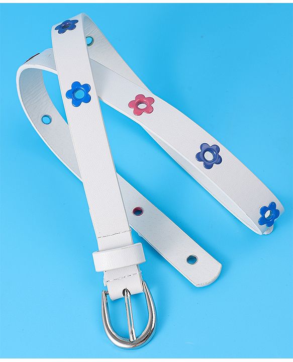 Babyhug Belt with Floral Applique - White