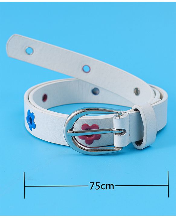 Babyhug Belt with Floral Applique - White