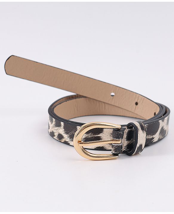 Pine Kids Belt with Leopard Print - Khaki