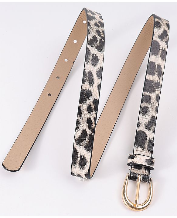 Pine Kids Belt with Leopard Print - Khaki
