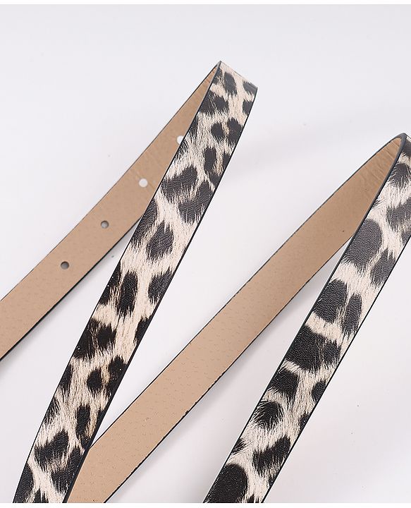 Pine Kids Belt with Leopard Print - Khaki