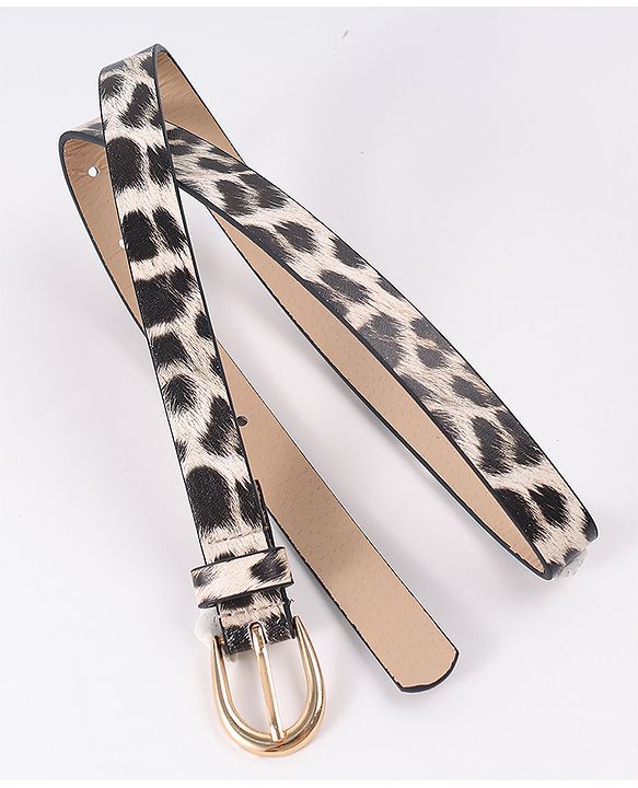 Pine Kids Belt with Leopard Print - Khaki