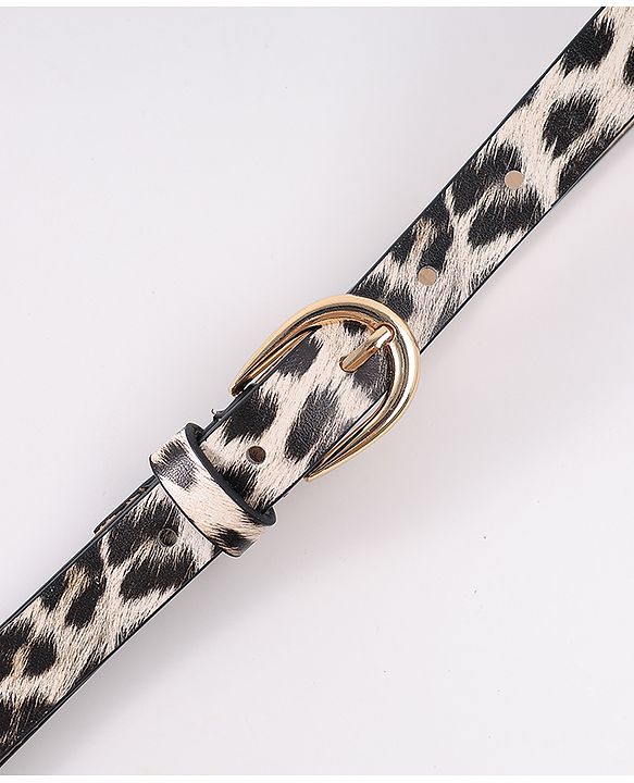 Pine Kids Belt with Leopard Print - Khaki