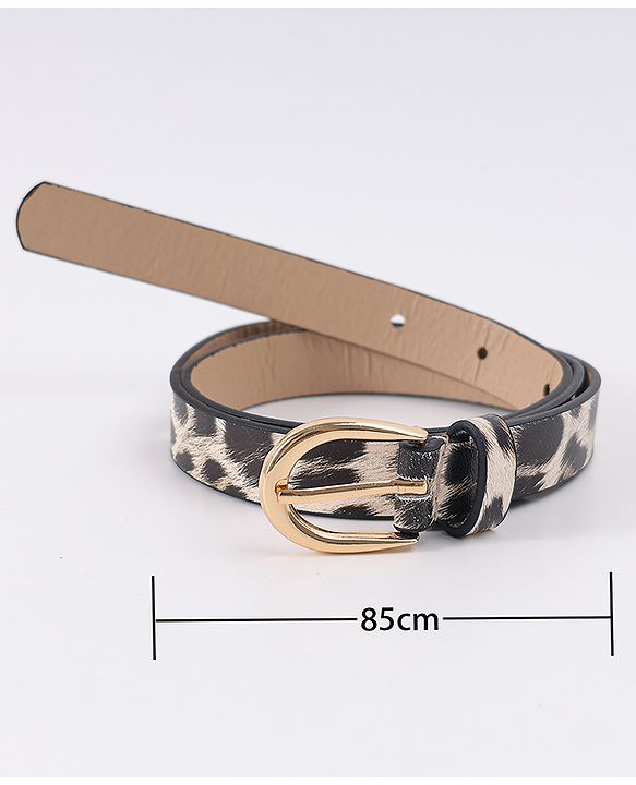 Pine Kids Belt with Leopard Print - Khaki