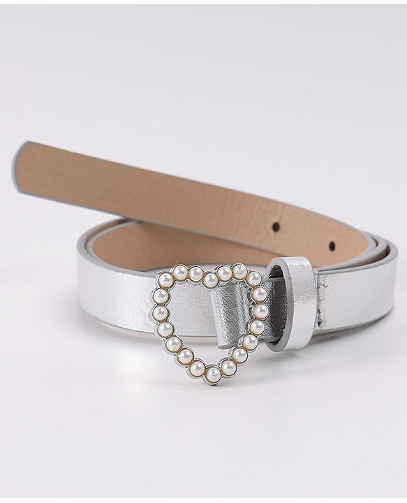 Pine Kids Belt with Heart Applique - Silver