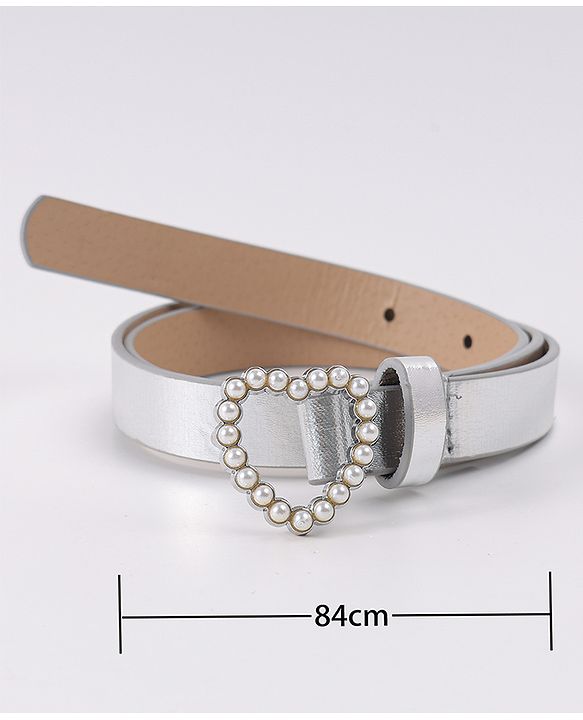 Pine Kids Belt with Heart Applique - Silver