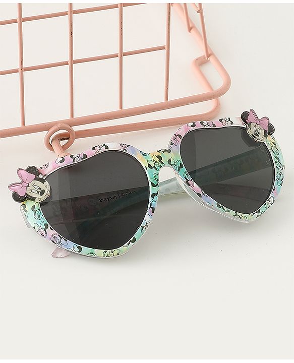 Babyhug Disney Jr. Free Size Sunglasses With Minnie Applique - Light Pink & Light Green.