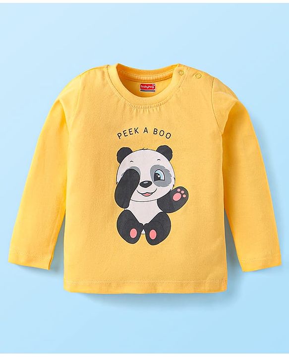 Babyhug Cotton Knit Full Sleeves Night Suit With Panda Print - Yellow