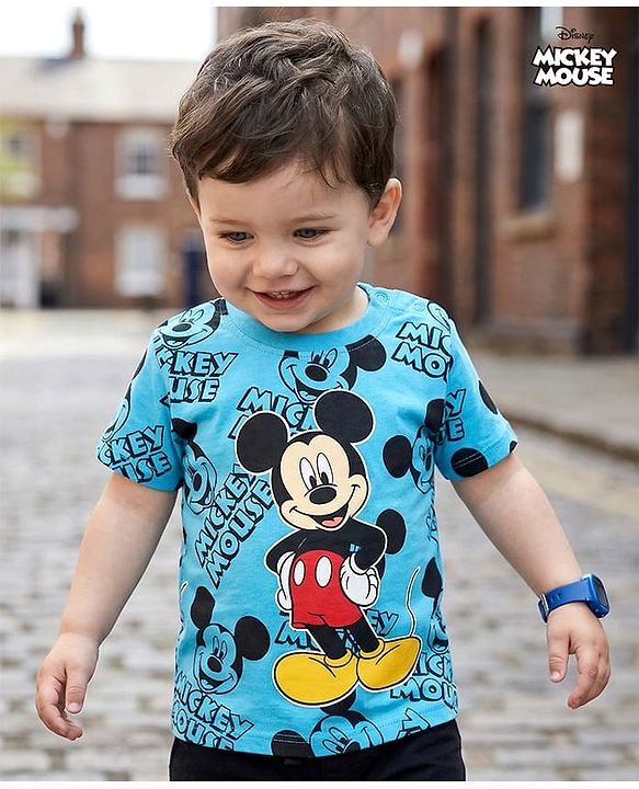 Babyhug Disney Single Jersey Knit Half Sleeves T-Shirt with Mickey Mouse Graphic - White