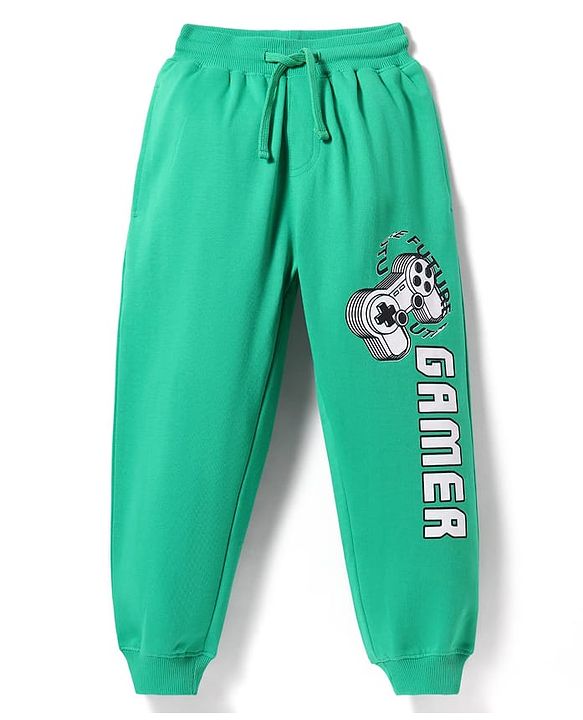 Pine Kids Knit Full Length Lounge Pant with Gamer Print - Mint Green