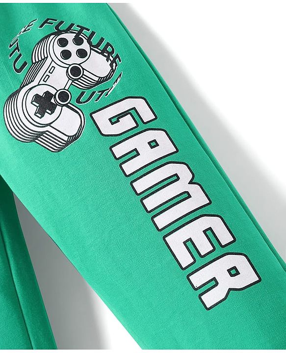 Pine Kids Knit Full Length Lounge Pant with Gamer Print - Mint Green