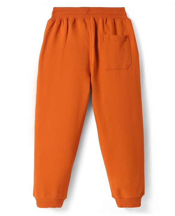 Pine Kids Knit Full Length Lounge Pant With Text Patch - Dark Orange