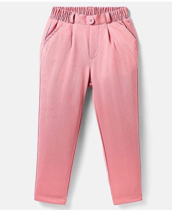 Babyhug Knit Full Sleeves Solid Color 4 Piece Party Suit with Bow & Sequin Applique - Pink