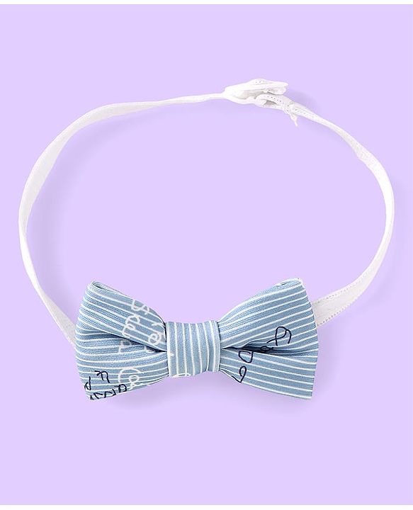 Babyhug Woven Full Sleeves Text Printed 3 Piece Party Suit with Bow Suspender & Hat - Light Blue