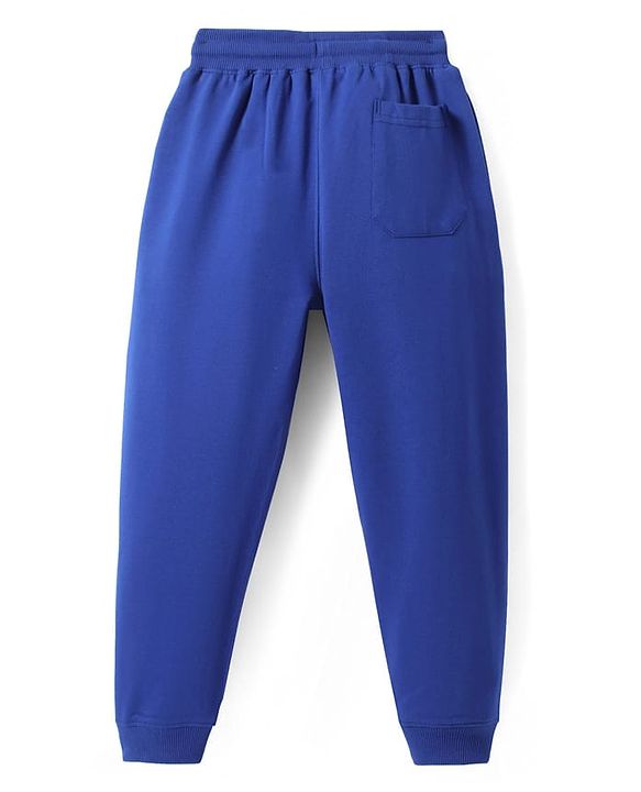 Pine Kids Knit Full Length Lounge Pants with Text Print - Blue