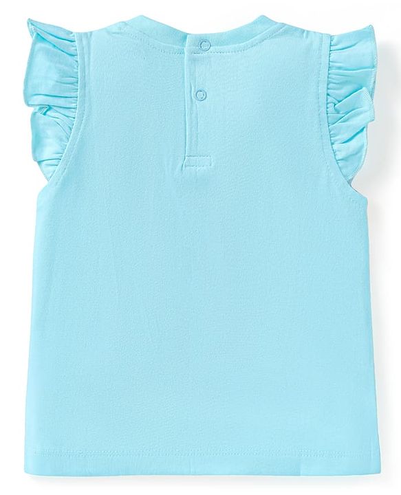 Babyhug Cotton Knit Frill Sleeves Shorts Night Suit with Giraffe & Polka Dots Print - Light Blue