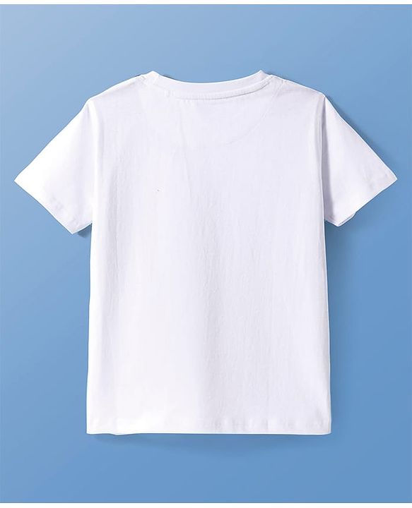 Pine Kids Cotton Knit Half Sleeves T-Shirt With Motocross Print - White