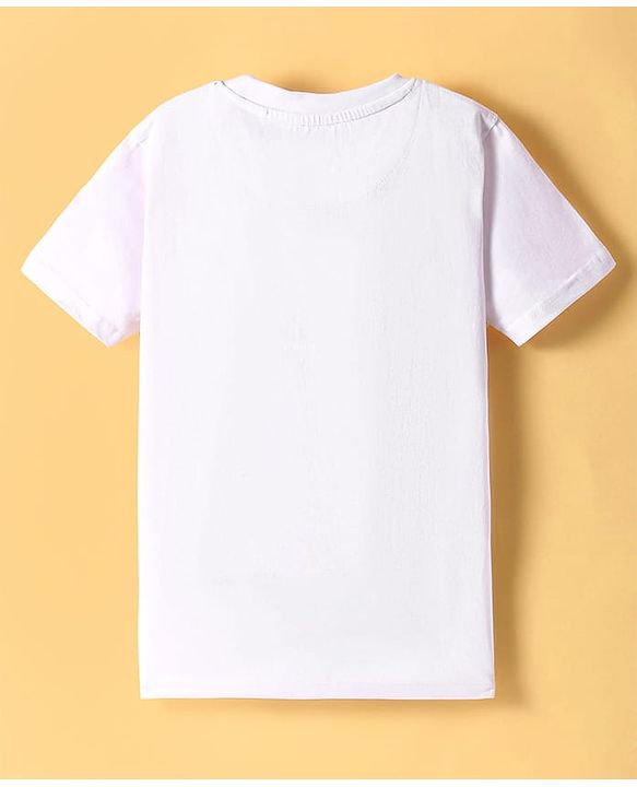 Pine Kids Cotton Knit Half Sleeves T-Shirt with Football Print - White