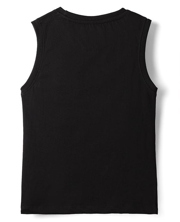 Pine Kids Cotton Knit Sleeveless Tank T-Shirt with Tiger Print - Black