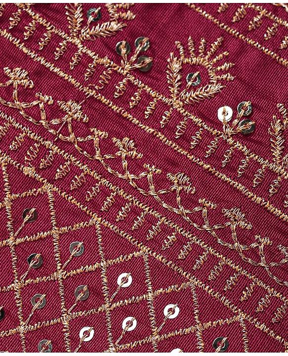 Pine Kids Woven Full Sleeves Floral Printed Kurta Pyjama Set with Emboroidered Nehru Jacket - Maroon