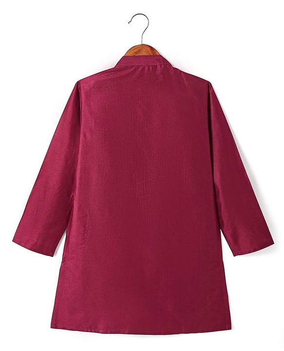 Pine Kids Woven Full Sleeves Floral Printed Kurta Pyjama Set with Emboroidered Nehru Jacket - Maroon
