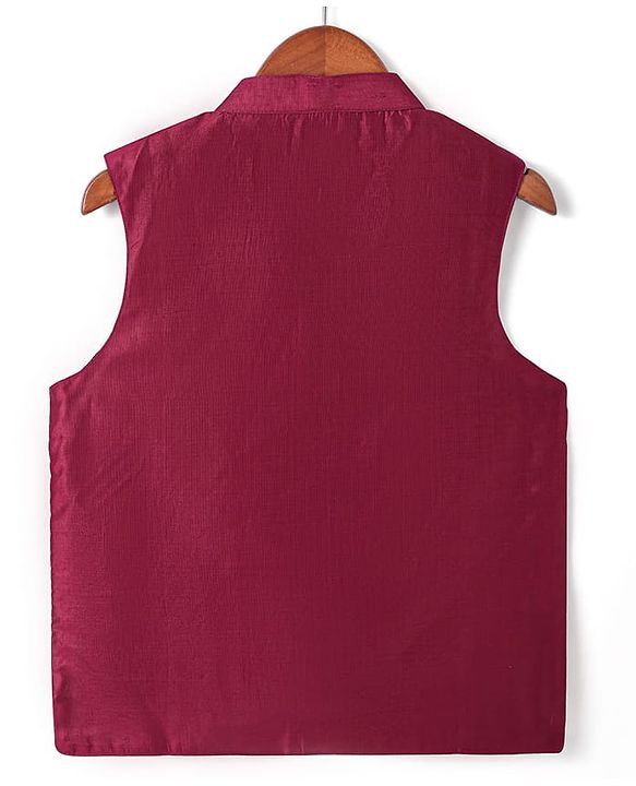 Pine Kids Woven Full Sleeves Floral Printed Kurta Pyjama Set with Emboroidered Nehru Jacket - Maroon
