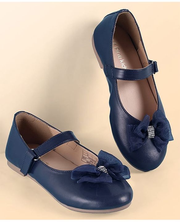 Pine Kids Velcro Closure Ballerina With Bow Applique - Blue