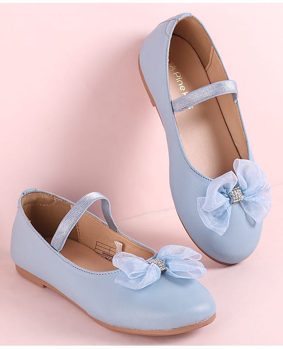Pine Kids Slip On Ballerina with Bow Applique - Sky Blue