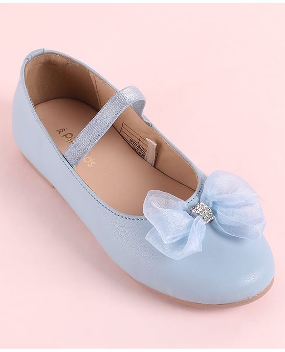 Pine Kids Slip On Ballerina with Bow Applique - Sky Blue